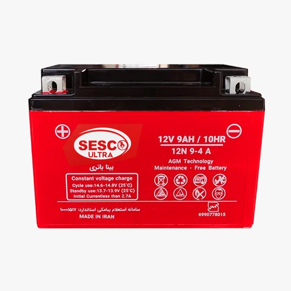 باتری موتورسیکلت 9 آمپر کوتاه
